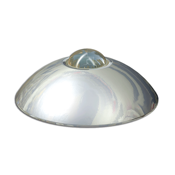Código: BACI-ES-135 Botones fabricados en acero inoxidable lámina calibre 18, ideales para estacionamientos de lujo y cuya cualidad principal es la esfera de vidrio templado cuya incidencia de luz es visible desde cualquier ángulo logrando una reflectividad total. Perno de ABS opcional. Medidas: Diámetro: 13.5 cm. Alto: 4.0 cm.
