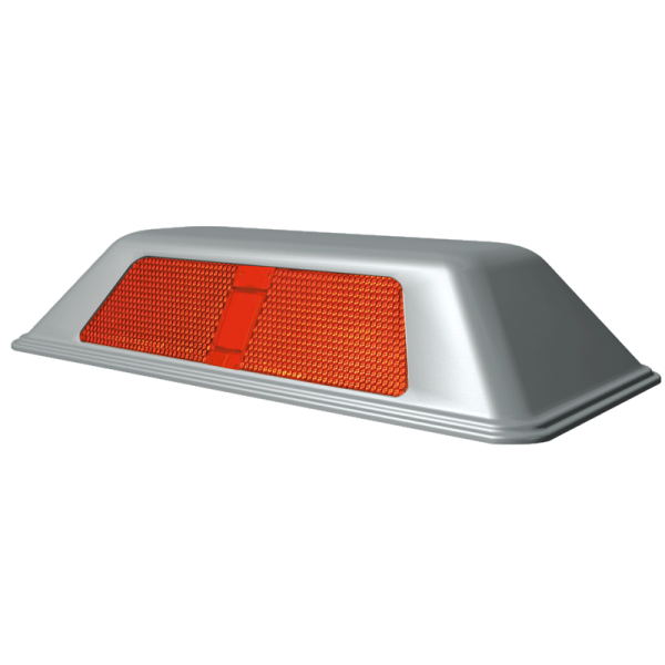 Código: TP-45 Tope de acero inoxidable con área reflejante en acrílico prismático que aumentan extraordinariamente su visibilidad. Es un excelente reductor de velocidad por su resistencia y durabilidad. Imposible que pase desapercibido. Medidas: Largo: 23.5 cm. Ancho: 11.0 cm. Alto: 4.5 cm. Prismas: blanco, ámbar o rojo.