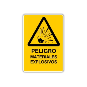 La señal Peligro materiales explosivos advierte sobre la manipulación y resguardo de estos objetos o sustancias