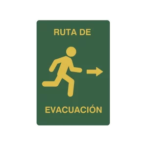 La señal Hacía la derecha proporciona la guía necesaria para localizar la ruta de evacuación