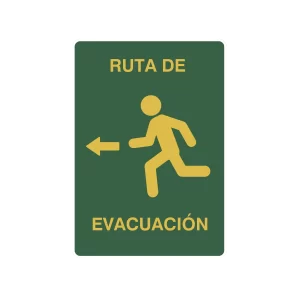 La señal Hacia la izquierda ayuda a localizar rápidamente la ruta de evacuación.