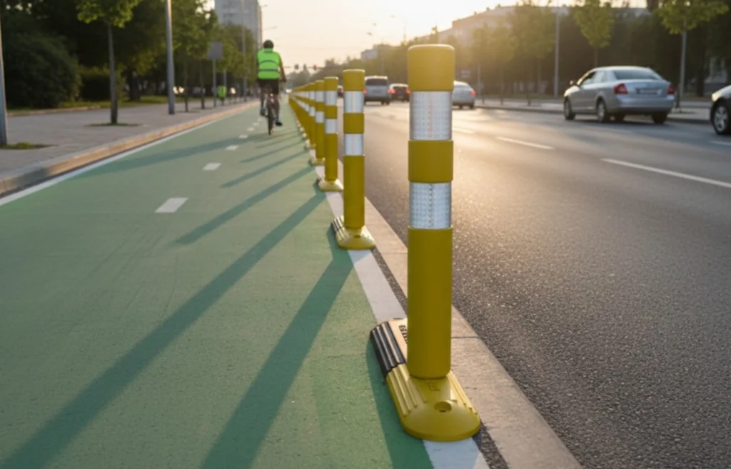 Separadores viales que ordenan el tránsito y protegen a ciclistas en carriles exclusivos.