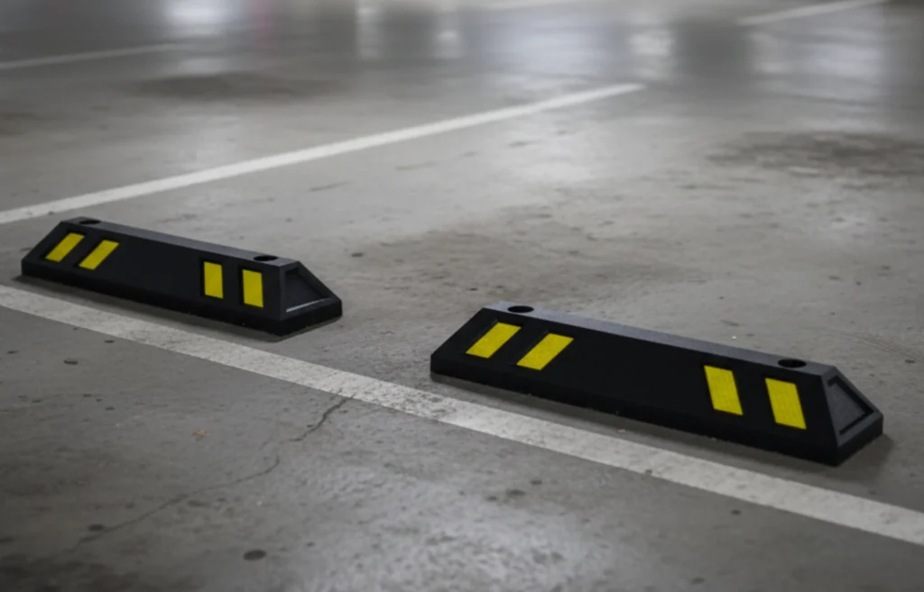 Tope Líder 60 para estacionamientos de alto flujo vehicular, resistente y durable.