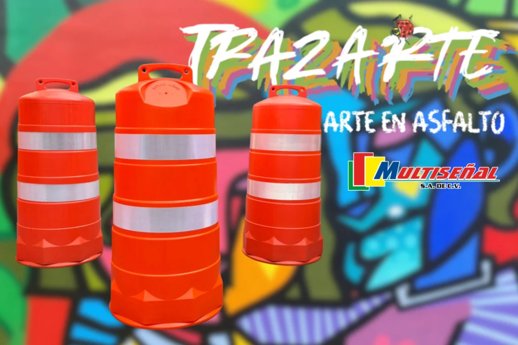 Multiseñal impulsa el impacto social del arte vial con trafitambos que refuerzan la seguridad y acompañan las obras del proyecto Trazarte en Azcapotzalco.