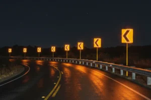 Tipos de señalización vial nocturna Normativa de reflectividad para señales de tráfico Por qué la demarcación de pavimento no se ve cuando llueve de noche Vialetas o captaluces para carreteras Tecnología para mejorar la visibilidad nocturna en carreteras Diferencia entre señales fotoluminiscentes y reflectantes