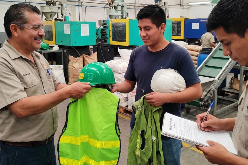 Entrega de equipo de protección personal conforme a la nom 017 en centro de trabajo industrial