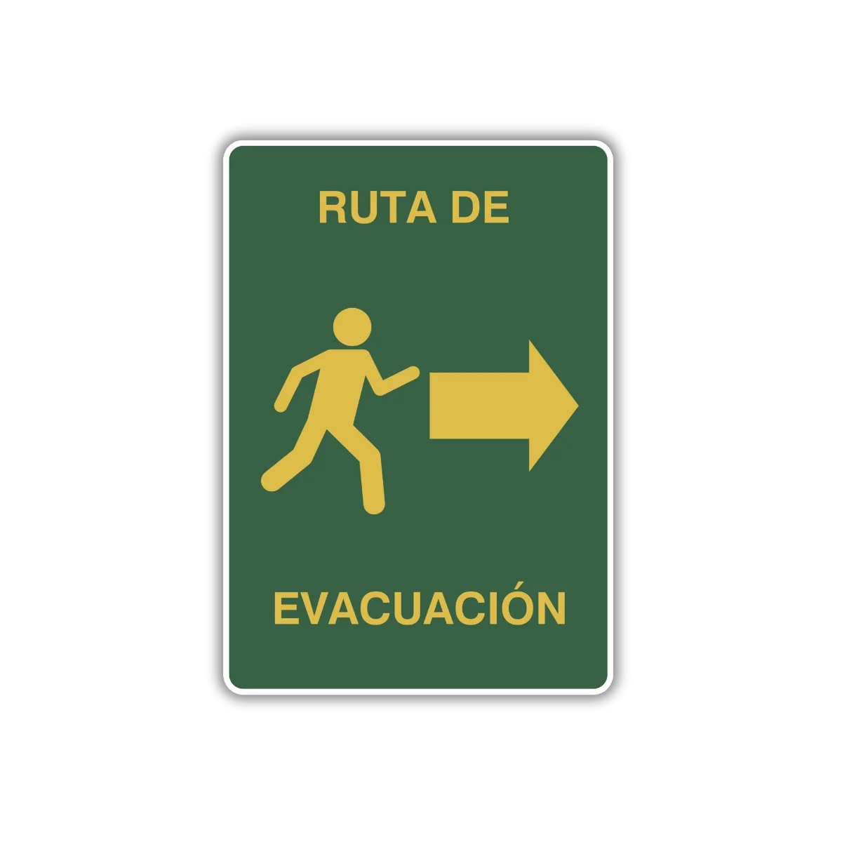 La señal Ruta de evacuación derecha ayuda con la ubicación de la ruta de escape